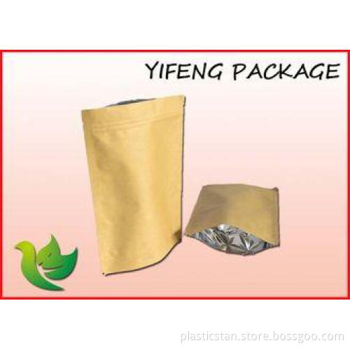 Custom Laminated Plastic Stand Up Kraft Paper Pouches For H